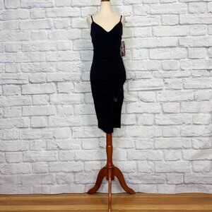 Emerald Sundae Black Shirred Bodycon Dress